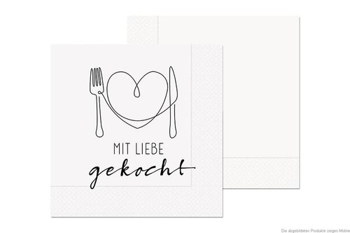 Serviette für Dich :-) - Mit Liebe gekocht - Geschenk - 20 Servietten